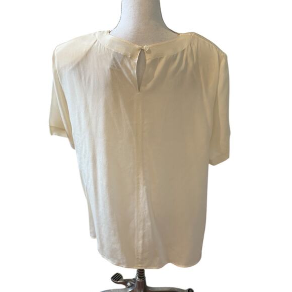 Anna and Frank Woman Silk Short Sleeve Shirt Cream 18 - Picture 4 of 5